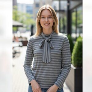 NWT E.L.I Bow Tie Neck Long Sleeve Top